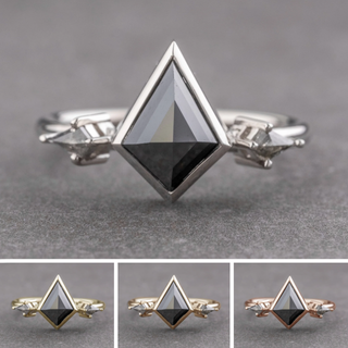 1.35 Carat Black Kite Diamond Engagement Ring, Bezel Zoe Setting