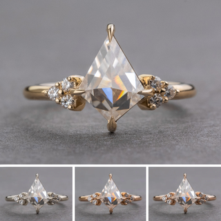 Kite Moissanite and Diamond Engagement Ring, Quinn Setting