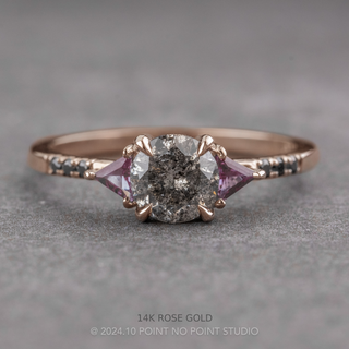 1.15 Carat Salt and Pepper Round Diamond Engagement Ring, Eliza Setting