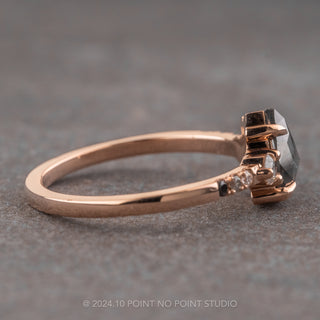 1.18 Carat Black Pear Diamond Engagement Ring, Ombre Eliza Setting, 14K Rose Gold