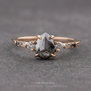 1.43 Carat Black Pear Diamond Engagement Ring, Ombre Eliza Setting, Point No Point Studio. Available in a variety of metal types. Eco-friendly, Recycled Metals, Conflict Free.