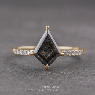 1.74 Carat Black Speckled Kite Diamond Engagement Ring, Jules Setting