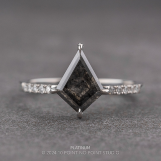 1.74 Carat Black Speckled Kite Diamond Engagement Ring, Jules Setting
