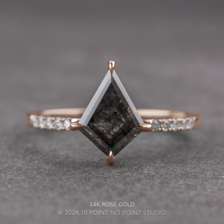 1.74 Carat Black Speckled Kite Diamond Engagement Ring, Jules Setting