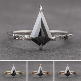1.27 Carat Black Kite Diamond Engagement Ring, Ombre Jules Setting