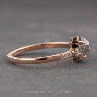 1.49 Carat Canadian Salt and Pepper Hexagon Diamond Engagement Ring, Eliza Setting, 14K Rose Gold