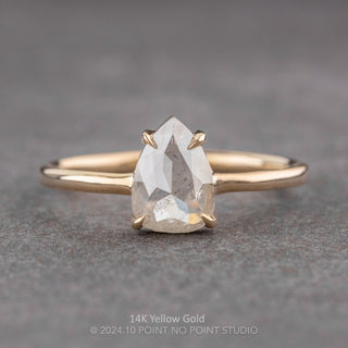 1.08 Carat Icy White Pear Diamond Engagement Ring, Jane Setting, Point No Point Studio. Available in a variety of metal types. Eco-friendly, Recycled Metals, Conflict Free.