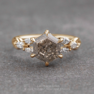 2.04 Carat Salt and Pepper Hexagon Diamond Engagement Ring, Winona Setting
