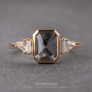 1.43 Carat Black Emerald Shaped Diamond Engagement Ring, Bezel Beatrice Setting