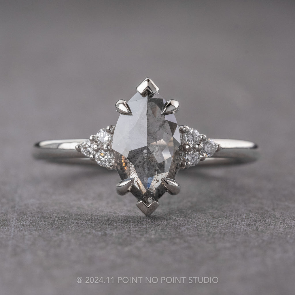 Salt and Pepper Diamond Engagement Ring, Point No Point Studio