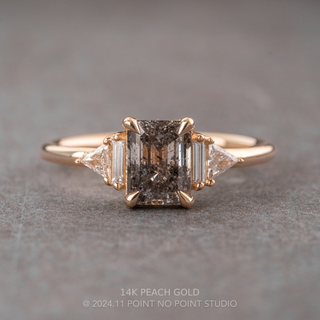 1.35 Carat Salt and Pepper Emerald Diamond Engagement Ring, Beatrice Setting