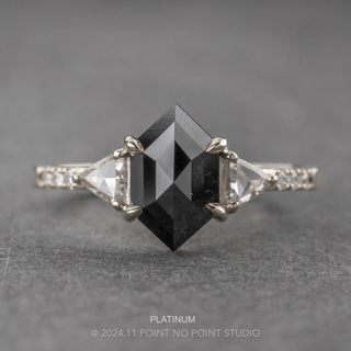 1.86 Carat Black Hexagon Diamond Engagement Ring, Eliza Setting