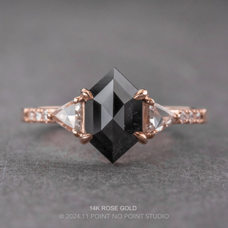 1.86 Carat Black Hexagon Diamond Engagement Ring, Eliza Setting