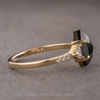 2.02 Carat Black Hexagon Diamond Engagement Ring, Eliza Setting, 14k Yellow Gold