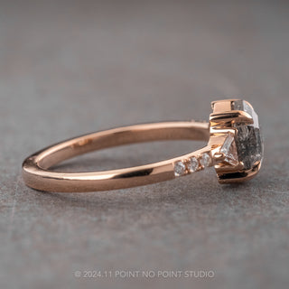 1.25 Carat Salt and Pepper Hexagon Diamond Engagement Ring, Eliza Setting, 14k Rose Gold