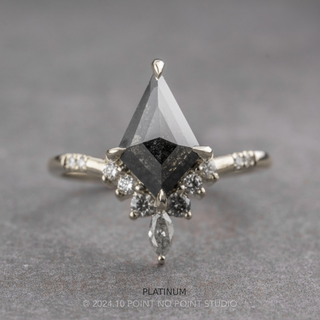1.43 Carat Black Kite Diamond Engagement Ring, Ombre Flora Setting, Point No Point Studio. Available in a variety of metal types. Eco-friendly, Recycled Metals, Conflict Free.