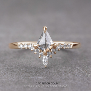 .71 Carat Salt and Pepper Kite Diamond Engagement Ring, Avaline Setting, Point No Point Studio. Available in a variety of metal types. Eco-friendly, Recycled Metals, Conflict Free.
