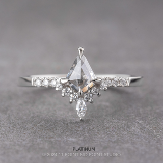 .71 Carat Salt and Pepper Kite Diamond Engagement Ring, Avaline Setting, Point No Point Studio. Available in a variety of metal types. Eco-friendly, Recycled Metals, Conflict Free.