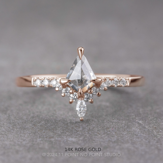 .71 Carat Salt and Pepper Kite Diamond Engagement Ring, Avaline Setting, Point No Point Studio. Available in a variety of metal types. Eco-friendly, Recycled Metals, Conflict Free.