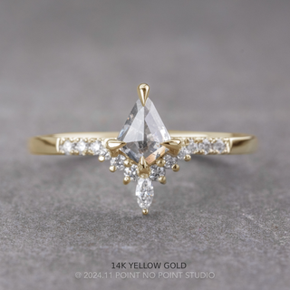 .71 Carat Salt and Pepper Kite Diamond Engagement Ring, Avaline Setting, Point No Point Studio. Available in a variety of metal types. Eco-friendly, Recycled Metals, Conflict Free.