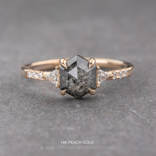 1 Carat Salt and Pepper Hexagon Diamond Engagement Ring, Eliza Setting