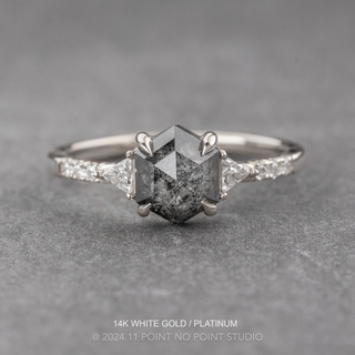 1 Carat Salt and Pepper Hexagon Diamond Engagement Ring, Eliza Setting