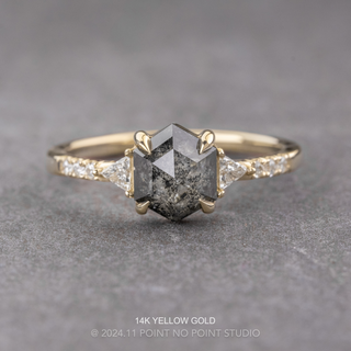 1 Carat Salt and Pepper Hexagon Diamond Engagement Ring, Eliza Setting