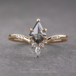.80 Carat Black Salt and Pepper Kite Diamond Engagement Ring, Flora Setting