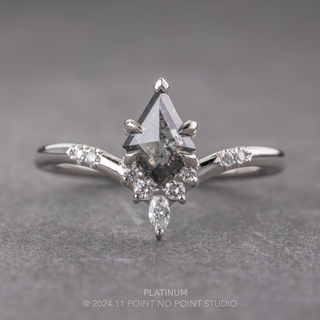 .80 Carat Black Salt and Pepper Kite Diamond Engagement Ring, Flora Setting