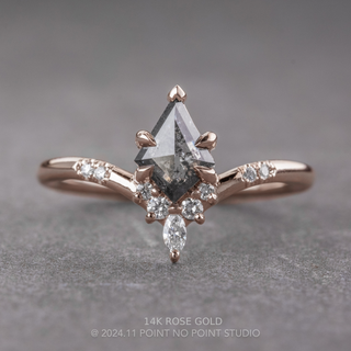 .80 Carat Black Salt and Pepper Kite Diamond Engagement Ring, Flora Setting