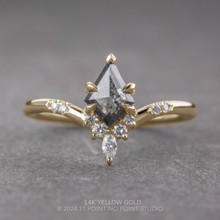 .80 Carat Black Salt and Pepper Kite Diamond Engagement Ring, Flora Setting