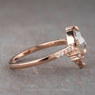 1.33 Carat Salt and Pepper Pear Diamond Engagement Ring, Avaline Setting, 14K Rose Gold