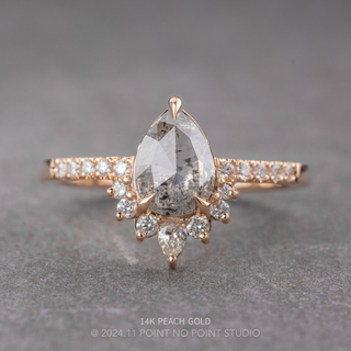 1.37 Carat Salt and Pepper Pear Diamond Engagement Ring, Avaline Setting