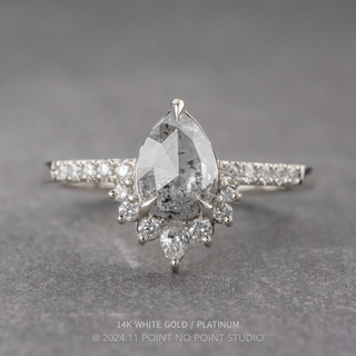 1.37 Carat Salt and Pepper Pear Diamond Engagement Ring, Avaline Setting