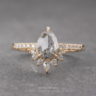 1.37 Carat Salt and Pepper Pear Diamond Engagement Ring, Avaline Setting