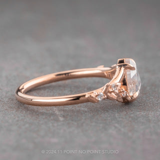 .87 Carat Icy White Pear Diamond Engagement Ring, Magnolia Setting, 14K Rose Gold