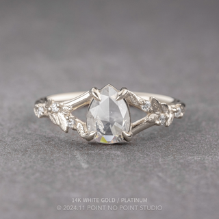 .85 Carat Icy White Pear Diamond Engagement Ring, Magnolia Setting