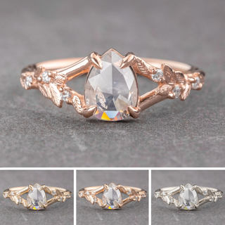 .85 Carat Icy White Pear Diamond Engagement Ring, Magnolia Setting