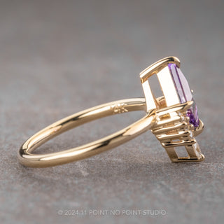 1.61 Carat Purple Kite Sapphire and Diamond Engagement Ring, Ava Setting, 14k Yellow Gold