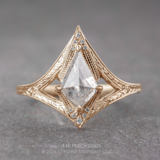 .95 Carat Canadian Salt and Pepper Kite Diamond Engagement Ring, Engraved Arwen Setting