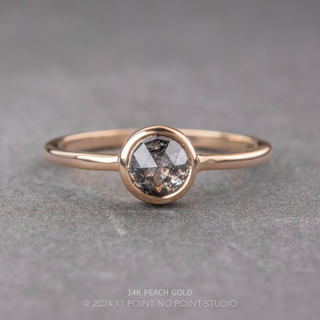 1.07 Carat Black Salt and Pepper Round Diamond Engagement Ring, Bezel Jane Setting