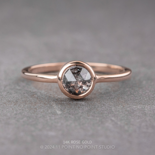 1.07 Carat Black Salt and Pepper Round Diamond Engagement Ring, Bezel Jane Setting