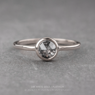1.07 Carat Black Salt and Pepper Round Diamond Engagement Ring, Bezel Jane Setting