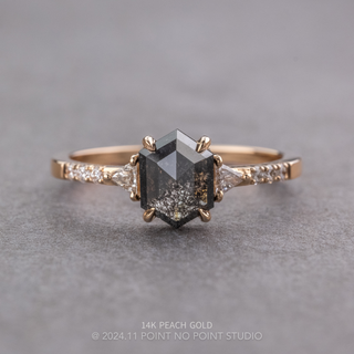 .95 Carat Black Hexagon Diamond Engagement Ring, Eliza Setting