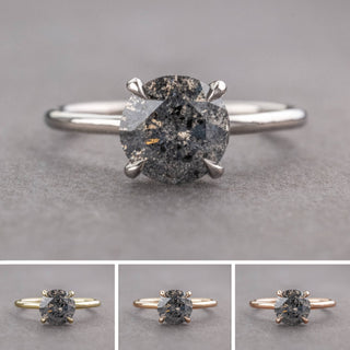 2.02 Carat Salt and Pepper Round Diamond Engagement Ring, Tulip Jane Setting