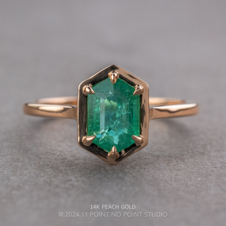 1.11 Carat Hexagon Emerald Engagement Ring, Cadre Setting