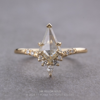 .61 Carat Icy Salt and Pepper Kite Diamond Engagement Ring, Flora Setting