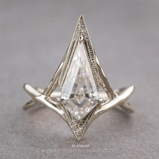 Kite Moissanite and Diamond Engagement Ring, Twisted Arwen Setting