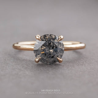 2.02 Carat Salt and Pepper Round Diamond Engagement Ring, Tulip Jane Setting