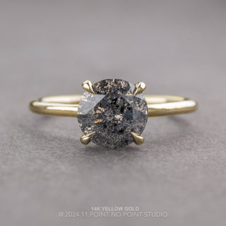 2.02 Carat Salt and Pepper Round Diamond Engagement Ring, Tulip Jane Setting